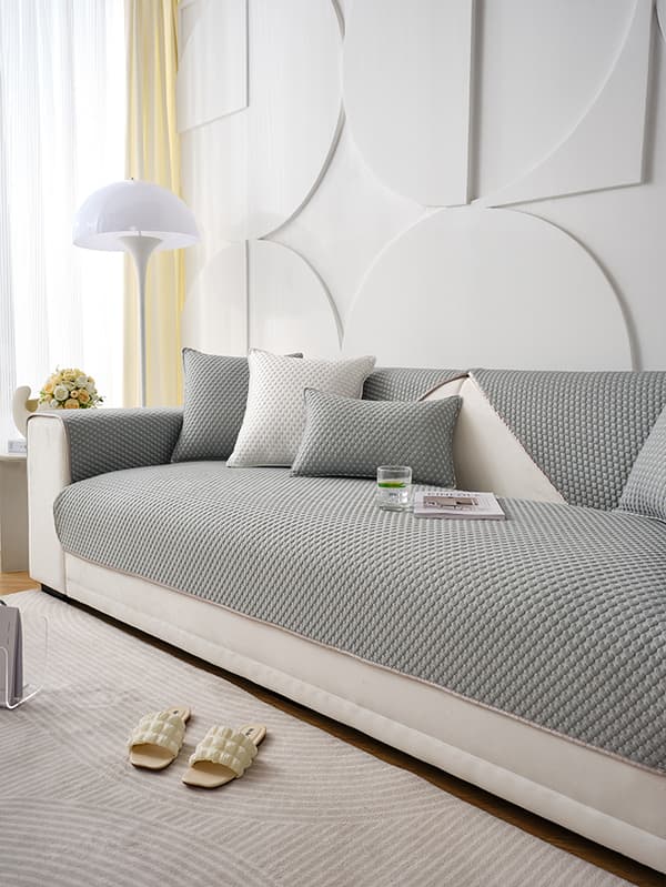 BETRÆK til SOFA sofa 90x240 cm, GRÅ, HJERTEMØNSTER