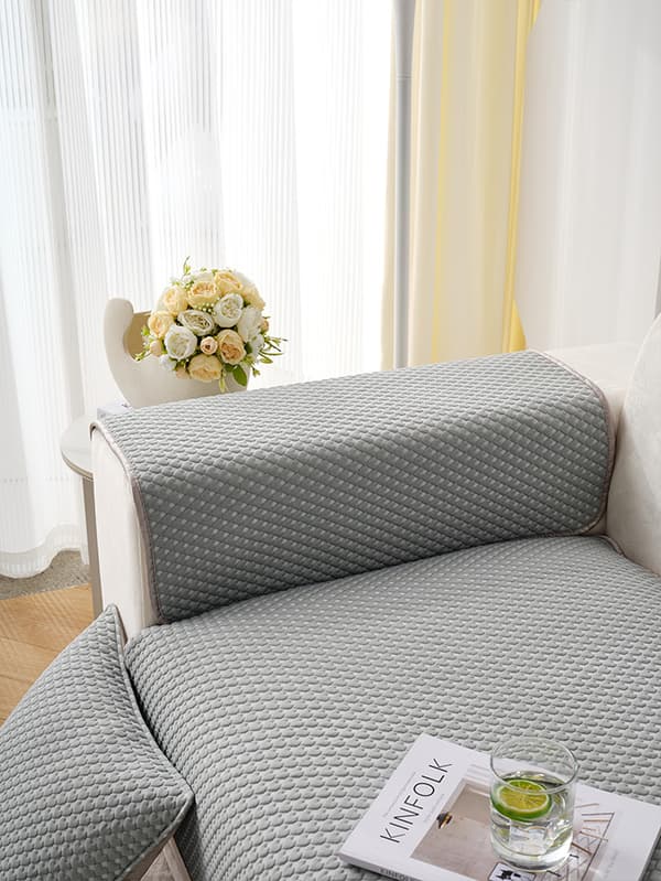 BETRÆK til SOFA sofa 90x240 cm, GRÅ, HJERTEMØNSTER