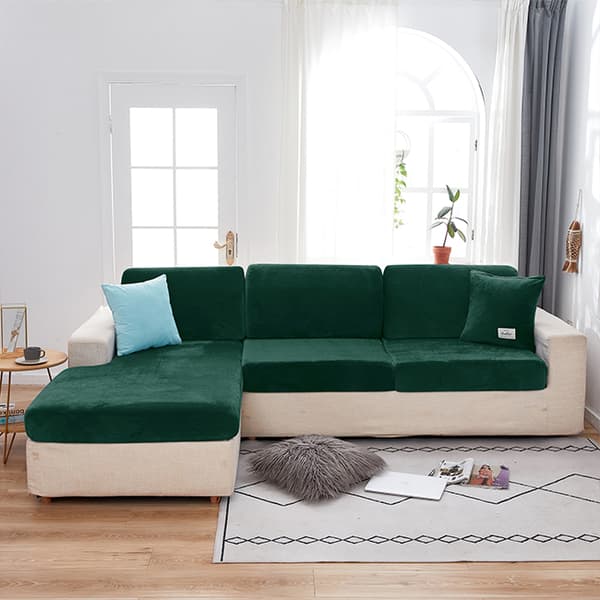 Sofföverdrag, SAMMETSTYG, GRÖN, FLASKGRÖN 100-125cm
