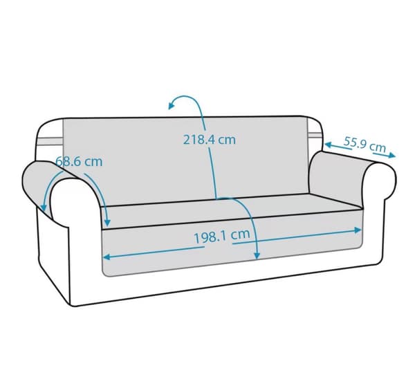 MATTA för SOFFA 4-sitssoffa 198cm VATTENTÄT GRÅ quiltad