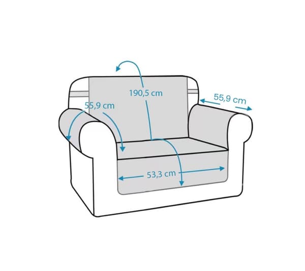 BETRÆK til SOFA sofa 1 person 53 cm VANDTÆT GRÅ quiltet