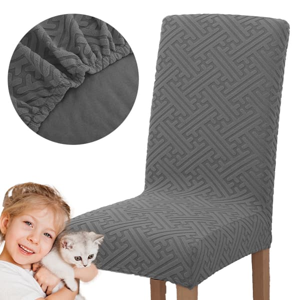 KLÄDSEL stol JACQUARD PRÄGLAT MÖNSTER F GRÅ plysch TJOCK