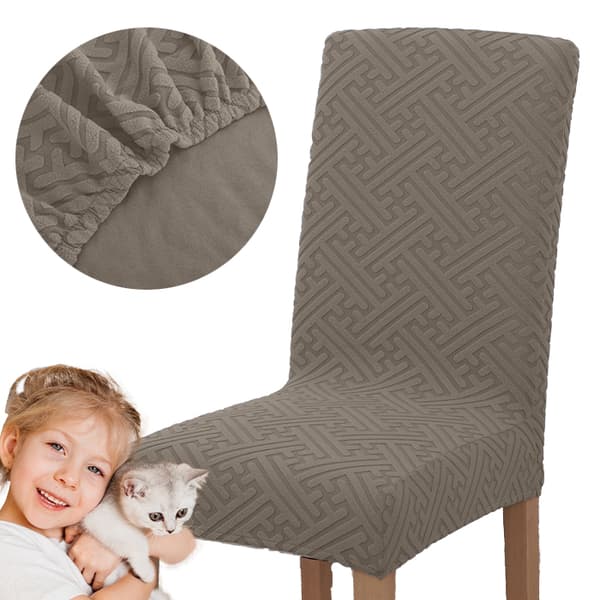 KLÄDDA stol JACQUARD PRÄGELMÖNSTER F BRUN plysch TJOCK