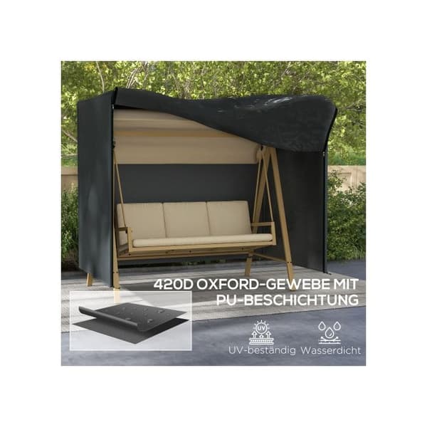 UV-skyddande överdrag för trädgårdssoffa Oxford svart 220 x 125 x 172 cm