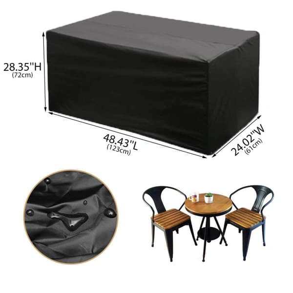 Vandtæt møbelbetræk 600D Polyester – 4 Spænder og rem – UV-beskyttelse – 123x61x72 cm – Sort
