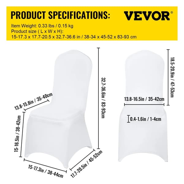 Stolsöverdrag, hög elasticitet, maskintvättbara,Platt-Front Vit, 50 stycken