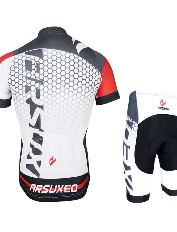 Arsuxeo Herr Dam Cykeltröja med shorts Kortärmad Bergscykling Vägcykling Vit+Röd Svart / grön Blå / Svart Lutning Cykel Shorts Tröja Träningsdräkter A