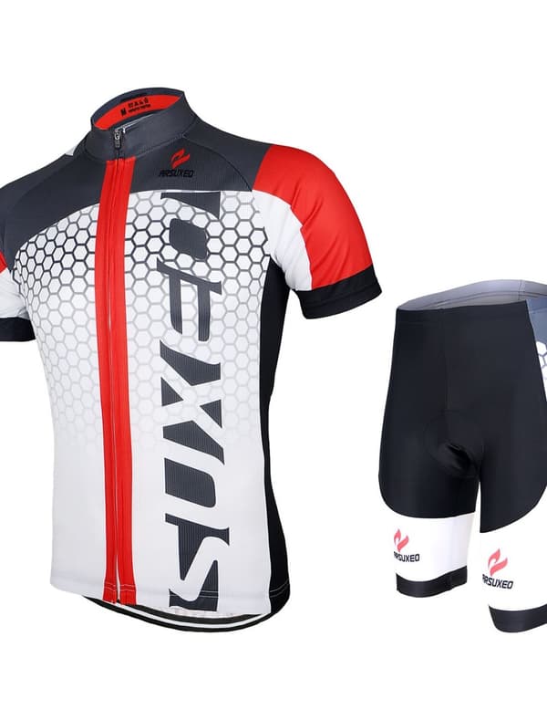 Arsuxeo Herr Dam Cykeltröja med shorts Kortärmad Bergscykling Vägcykling Vit+Röd Svart / grön Blå / Svart Lutning Cykel Shorts Tröja Träningsdräkter A