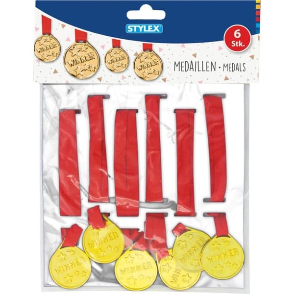 Stylex Metal Medaljer Vinder 6 Stykker Guld/Rød
