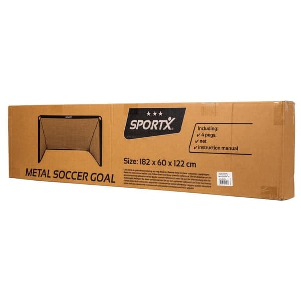 SportX Metal Fotbollsmål 182x60x122 cm Svart