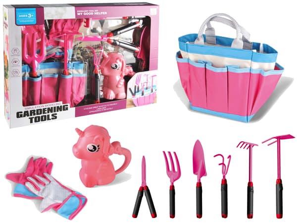 Havesæt Taske Værktøj Handsker Rake Pink Unicorn