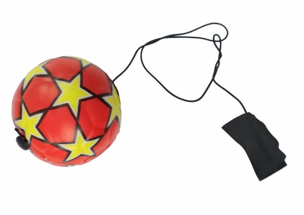 PU-fotboll med Jojo elastiskt band för studs, 6 cm, röda stjärnor