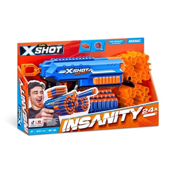 Zuru X-Shot Insanity Manic Blaster + 24 pile