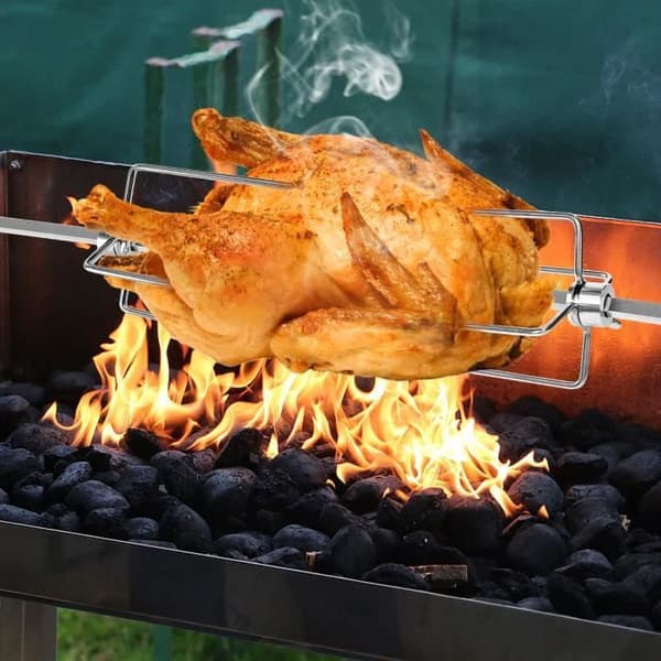 YUENFONG Kötttång i rostfritt stål Rotisserie köttnål med låsskruv för BBQ Rotisserie (2-pack)