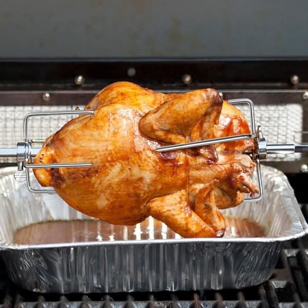 YUENFONG Kötttång i rostfritt stål Rotisserie köttnål med låsskruv för BBQ Rotisserie (2-pack)