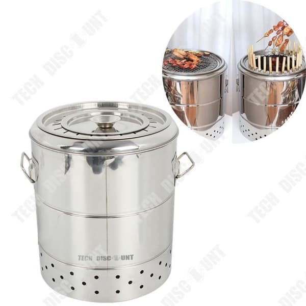 TD® Utomhus Kolgrill BBQ Hink Grill Rostfritt Stål Rökfri Bärbar Pan Grill