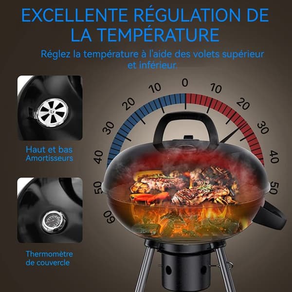 TD® Grill 22.5 Kolgrill Bärbar utomhusgrill Bärbar utomhusgrill med kolstativ