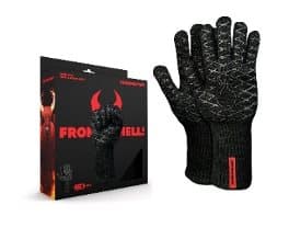 FEUERMEISTER® Premium BBQ textilförkläde, svart, med 2 fickor och läderemblem