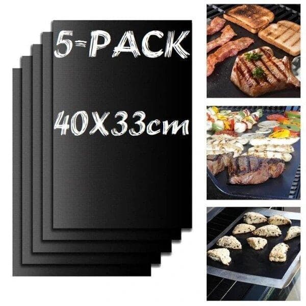 5 st Grill & ugnsmatta non stick återanvändbar bakmatta