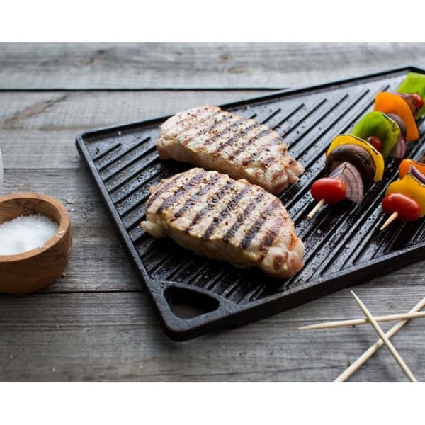Lodge - Stekpanna i gjutjärn 2 i 1: Grill och plancha - 42x24cm - Gaskök, ugn eller grill