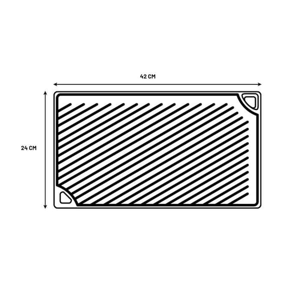 Lodge - Stekpanna i gjutjärn 2 i 1: Grill och plancha - 42x24cm - Gaskök, ugn eller grill