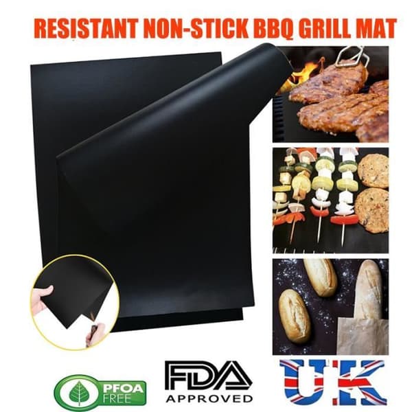 BBQ Grill Mesh Matta Folie Återanvändbar Heavy Duty Non-Stick BBQ Cook Kött Svart