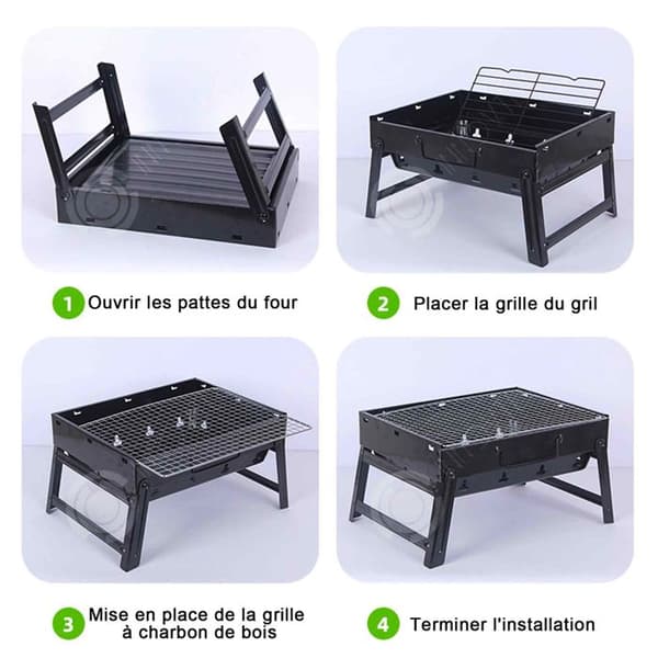 INN Grill 35x27x19,5cm kallvalsat järn hemmabruk hopfällbar kolsvart lämplig för utomhuscamping elektrisk grill