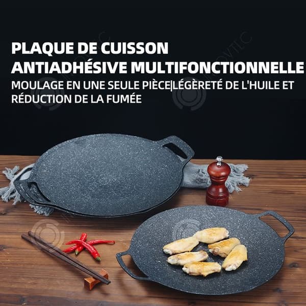INN Teppanyaki Grilltallrik 30cm Outdoor Camping Pan Multifunktionell Non-Stick Grilltallrik Svart