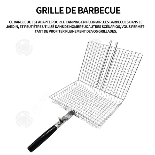INN Grill 48cmx31cm i rostfritt stål bred hopfällbar Idealisk grill för grönsaker kött med ärmar för utomhuscampinggrill