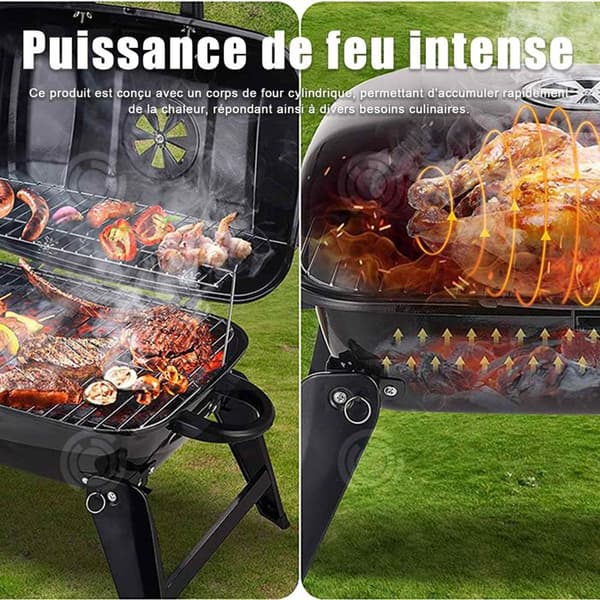 INN Grill 54x41x20cm i rostfritt stål bärbar hopfällbar för hemmabruk lämplig för utomhuscamping svart elektrisk grill
