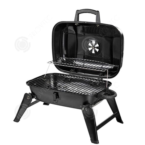 INN Grill 54x41x20cm i rostfritt stål bärbar hopfällbar för hemmabruk lämplig för utomhuscamping svart elektrisk grill