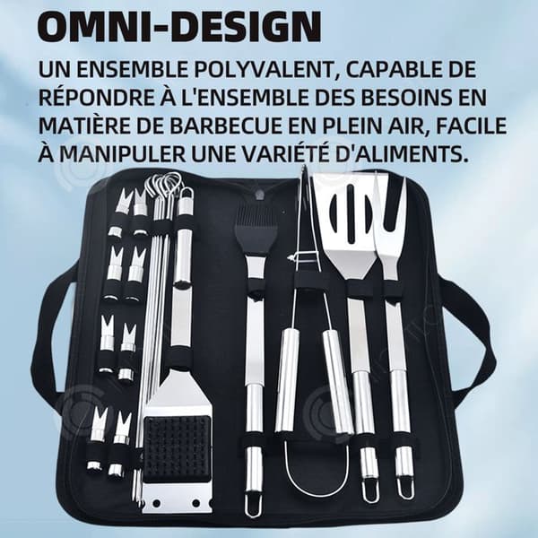 INN Grillredskap set med 30 premium grillredskap i rostfritt stål för trädgårdscamping grillset