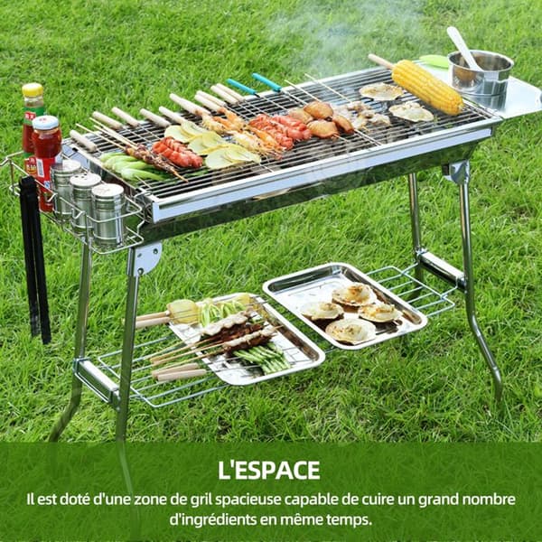 INN Grill 93,5x33,5x70cm rostfritt stål levereras med förvaringskorg kryddbräda grillnät non-stick pan ar