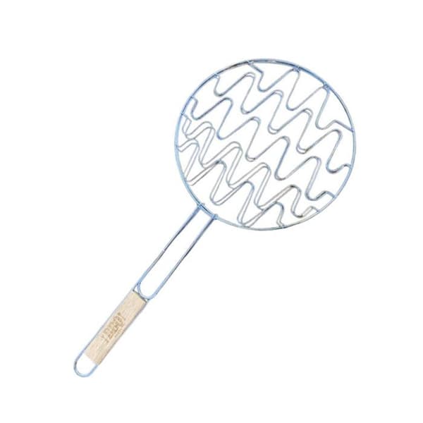 Dubbel Grille Grill Ronde 30 cm i Kromat Stål med Trähandtag