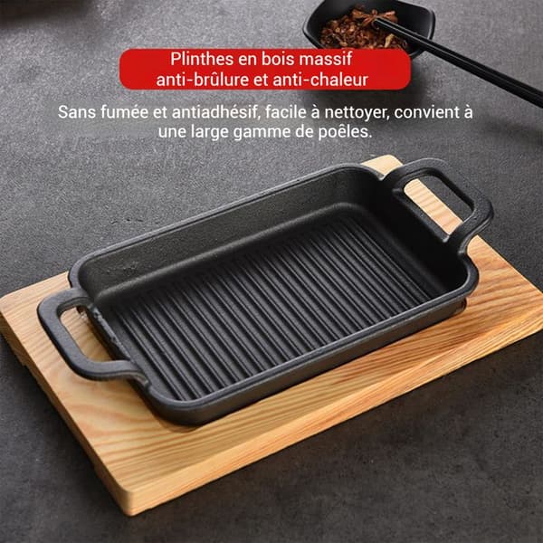 TD® Gjutjärn fyrkantig grillplatta dubbelör fyrkantig grillplatta gasspis induktionsspis universal