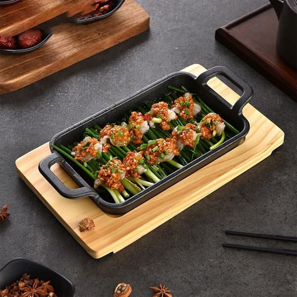 TD® Gjutjärn fyrkantig grillplatta dubbelör fyrkantig grillplatta gasspis induktionsspis universal