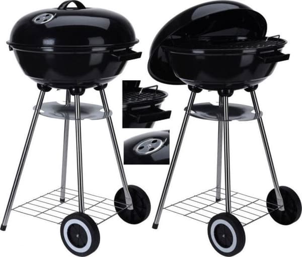 Trädgårdsgrill - Rex - 551861 - Rostfritt stål - 46 cm - Svart