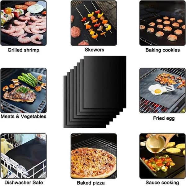 10st Bakplåt för Grill, non-stick matta, återanvändbar, 40x33cm, för utomhuspicknick
