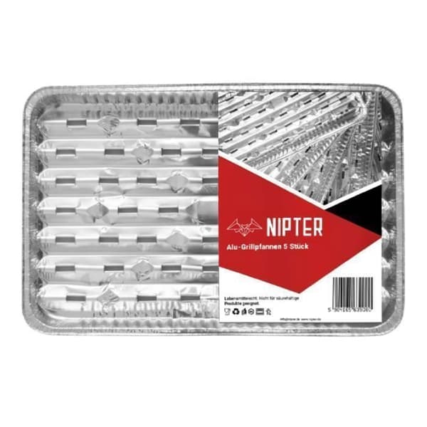 Nipter, grillplåt för barbecue, rektangulär, aluminiumplatta, grilla kött och grönsaker, i förpackning om 75 plåtar