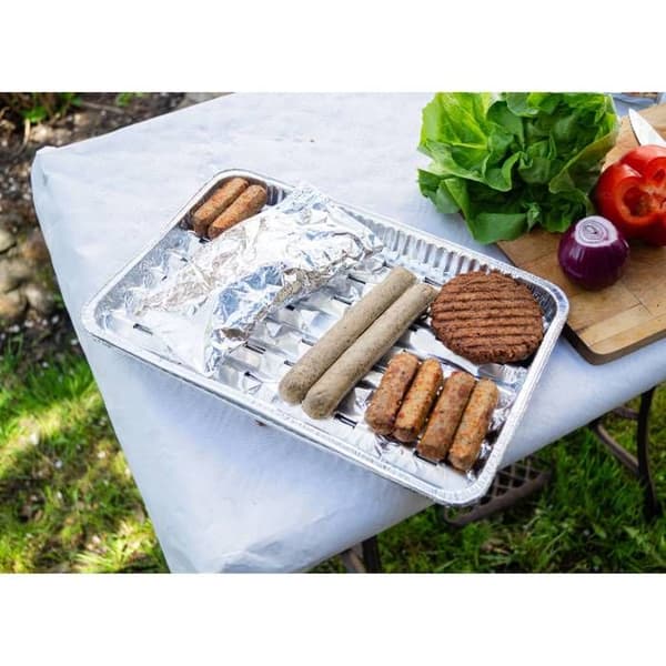 Nipter, grillplåt för barbecue, rektangulär, aluminiumfat, grilla kött och grönsaker, i förpackning om 50 plåtar