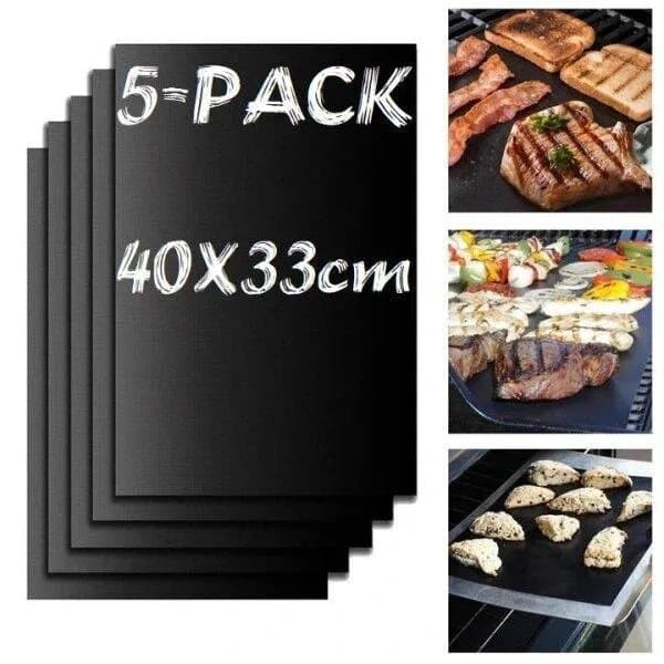 Grillmatta Non-stick Svart 5-pack