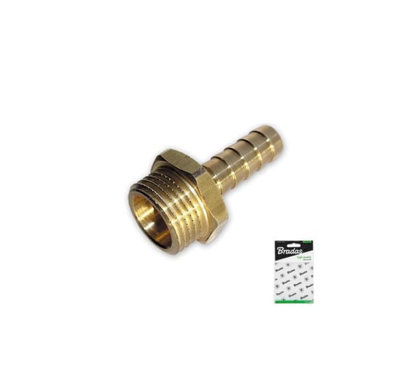 Rett kobling for 9 mm slange, 1/2" hann, MESSING