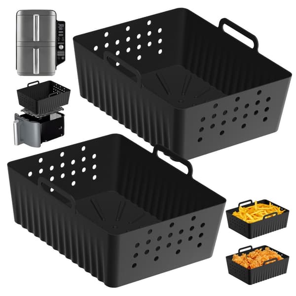 INF Silikonebakke - Rektangulær Airfryer Liner Pad Sort