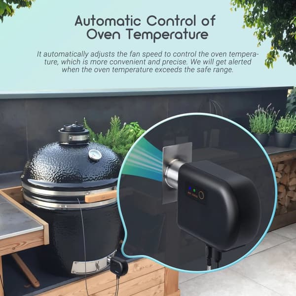 Wi-Fi Bluetooth BBQ-temperaturregulator med 4 sonder, automatisk rökfläktstyrenhet, automatisk temperaturkontroll