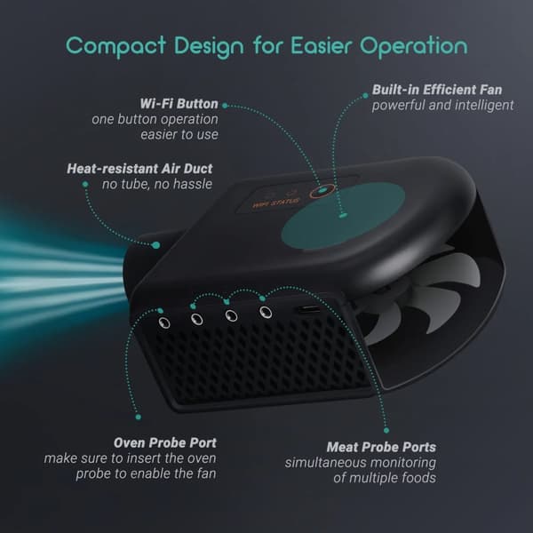 Wi-Fi Bluetooth BBQ-temperaturregulator med 4 sonder, automatisk rökfläktstyrenhet, automatisk temperaturkontroll