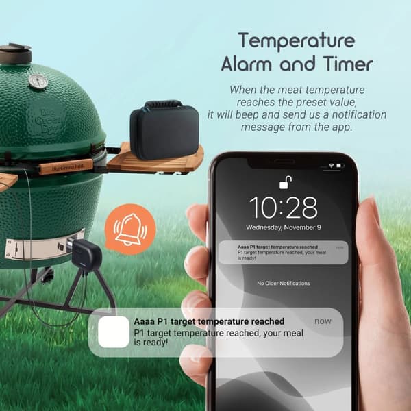 Wi-Fi Bluetooth BBQ-temperaturregulator med 4 sonder, automatisk rökfläktstyrenhet, automatisk temperaturkontroll
