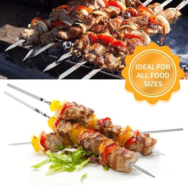 Lollanda Rostfria Grillspett 30cm, grillspett i metall 50st – Camping, Trädgård, Återanvändbara