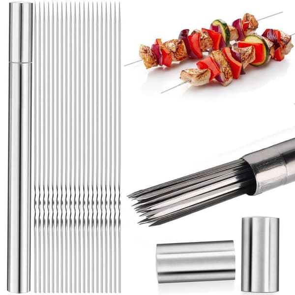 Lollanda Rostfria Grillspett 30cm, grillspett i metall 50st – Camping, Trädgård, Återanvändbara