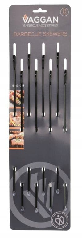 Grillspett ståltillbehör svarta 31,5 cm 8 st.