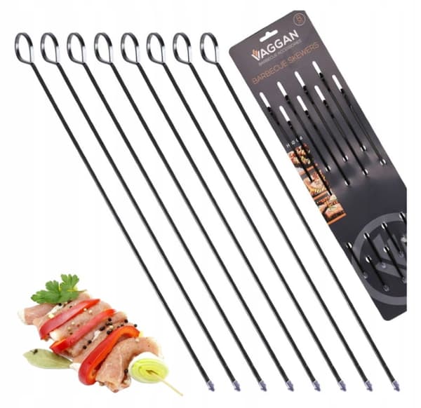 Grillspett ståltillbehör svarta 31,5 cm 8 st.